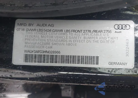 2017 Audi A6 3.0T Competition Prestige from USA, damaged, VIN WAUF3AFC0HN028966